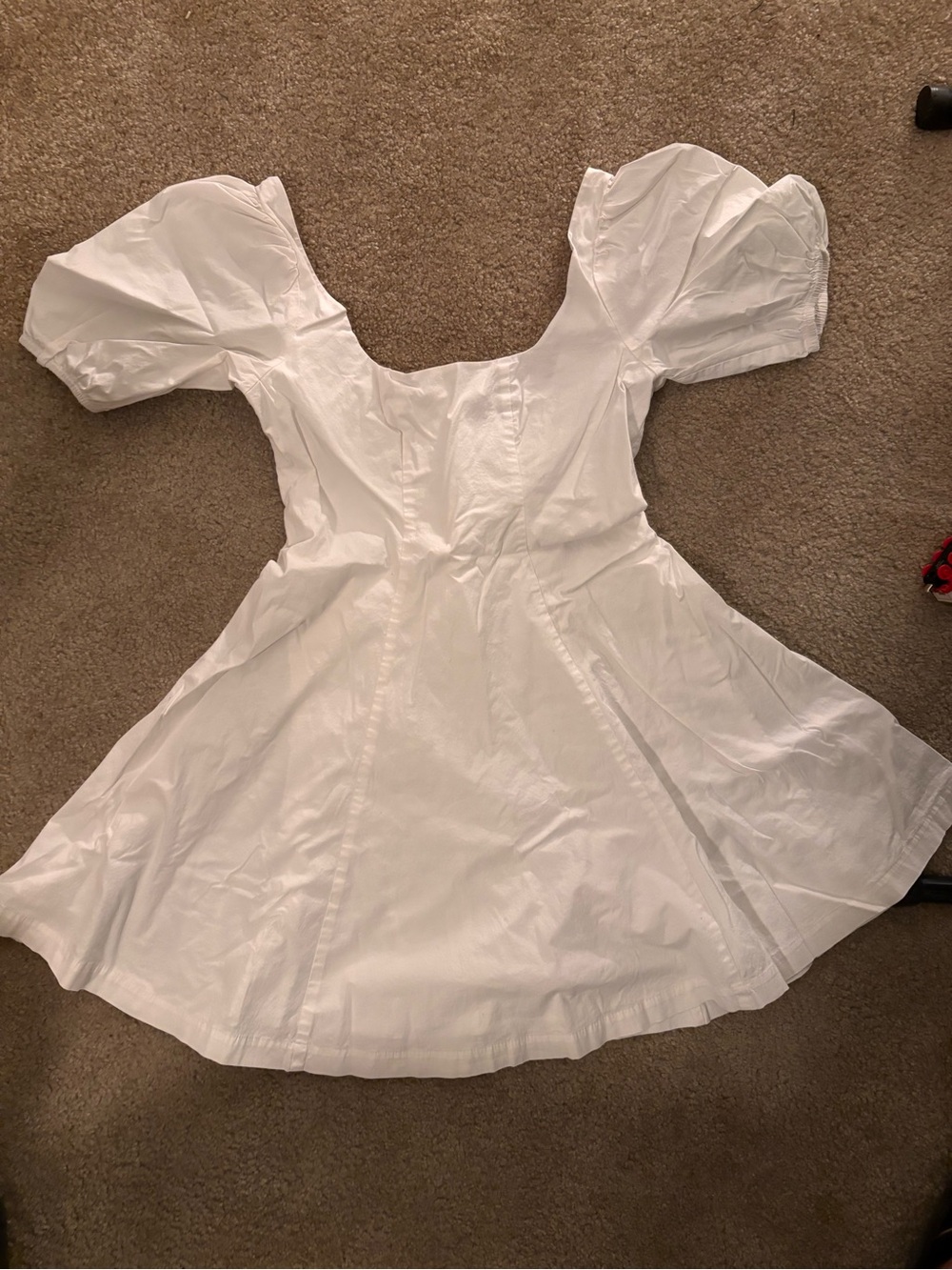 STAUD White Puff-Sleeve Mini Dress